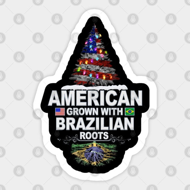 Christmas Tree  American Grown With Brazilian Roots - Gift for Brazilian From Brazil Sticker by Country Flags
